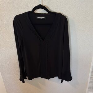 Karl Lagerfeld Black Fitted Blouse